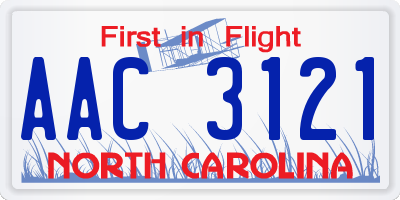 NC license plate AAC3121