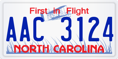 NC license plate AAC3124