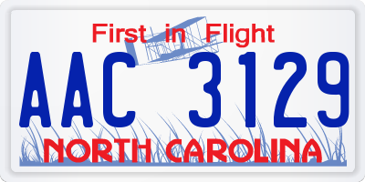 NC license plate AAC3129