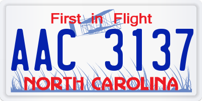 NC license plate AAC3137