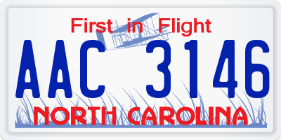 NC license plate AAC3146