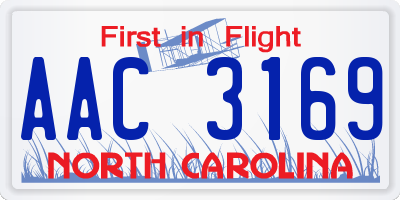 NC license plate AAC3169