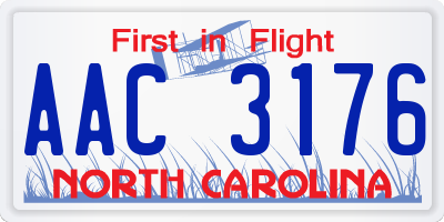 NC license plate AAC3176