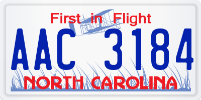 NC license plate AAC3184