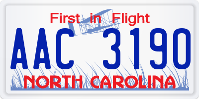 NC license plate AAC3190