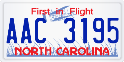 NC license plate AAC3195
