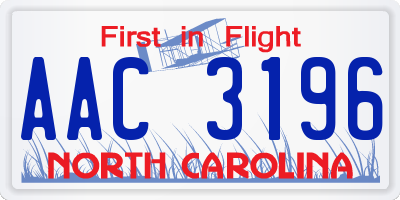 NC license plate AAC3196