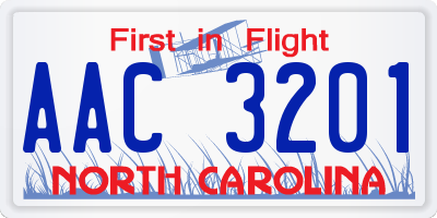 NC license plate AAC3201