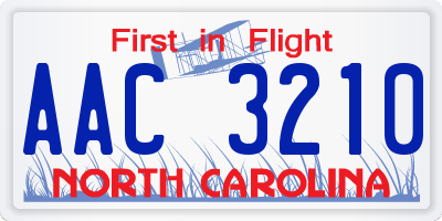 NC license plate AAC3210