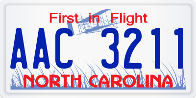 NC license plate AAC3211