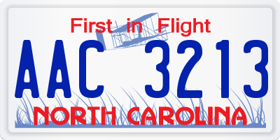 NC license plate AAC3213