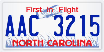 NC license plate AAC3215