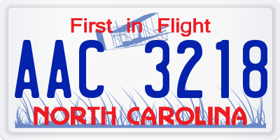 NC license plate AAC3218