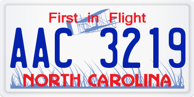 NC license plate AAC3219