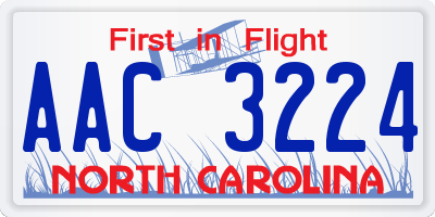 NC license plate AAC3224