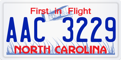 NC license plate AAC3229