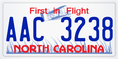 NC license plate AAC3238