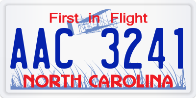 NC license plate AAC3241