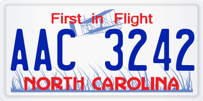 NC license plate AAC3242