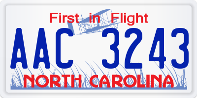 NC license plate AAC3243