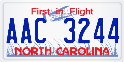 NC license plate AAC3244