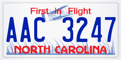 NC license plate AAC3247