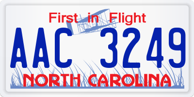 NC license plate AAC3249