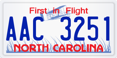 NC license plate AAC3251