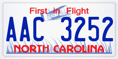 NC license plate AAC3252