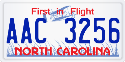 NC license plate AAC3256