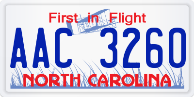 NC license plate AAC3260