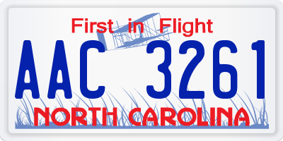 NC license plate AAC3261