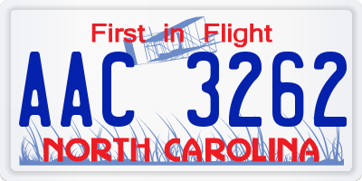 NC license plate AAC3262