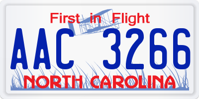 NC license plate AAC3266