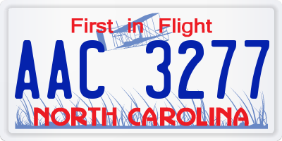 NC license plate AAC3277