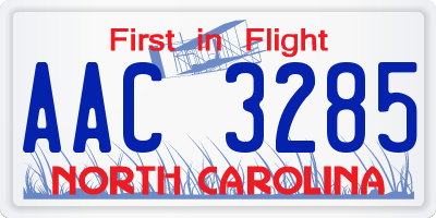 NC license plate AAC3285