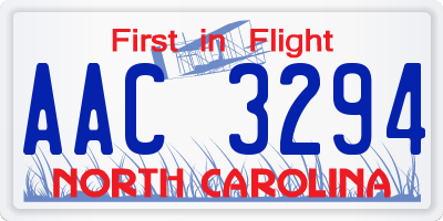 NC license plate AAC3294