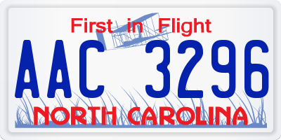 NC license plate AAC3296