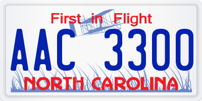 NC license plate AAC3300