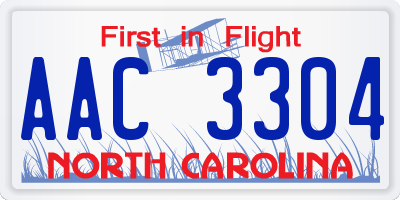 NC license plate AAC3304