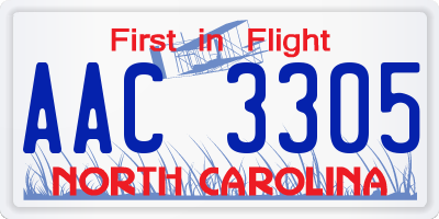 NC license plate AAC3305