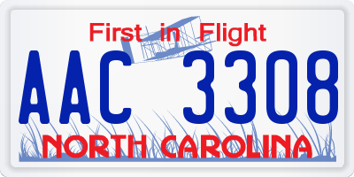 NC license plate AAC3308