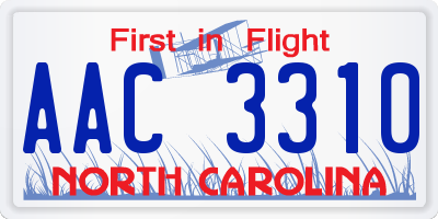 NC license plate AAC3310