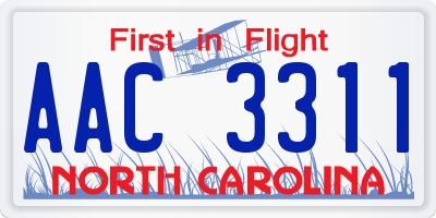 NC license plate AAC3311