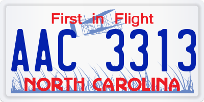 NC license plate AAC3313