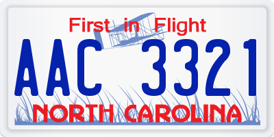 NC license plate AAC3321