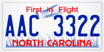 NC license plate AAC3322