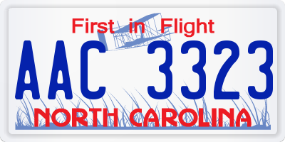 NC license plate AAC3323