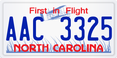 NC license plate AAC3325