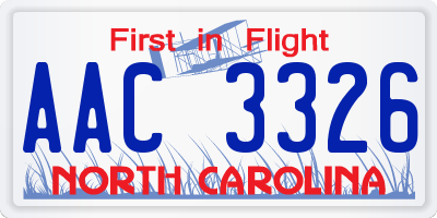 NC license plate AAC3326